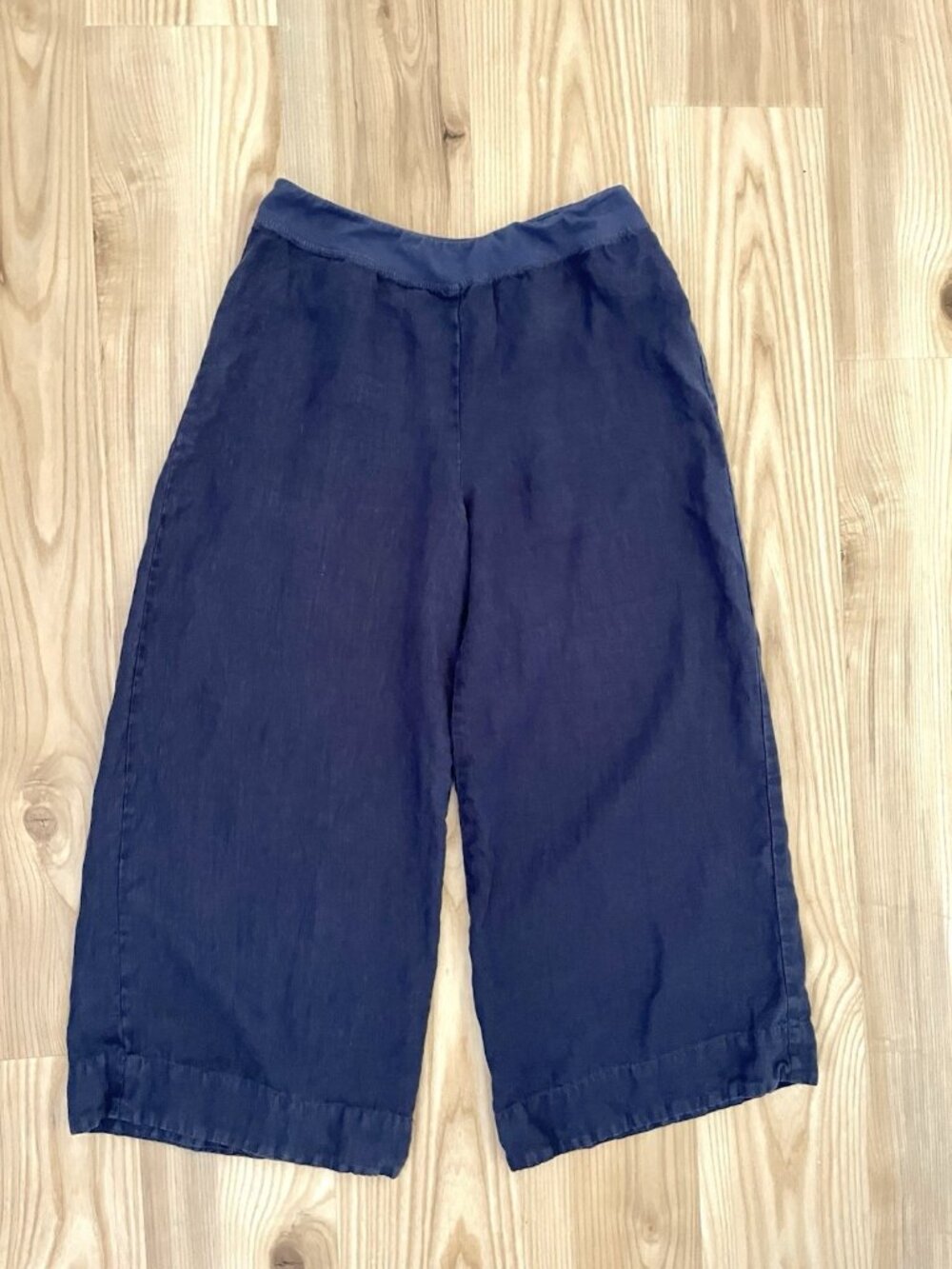 CUT LOOSE 100% Linen Wide-Leg Pull-On Pants Coastal Navy Blue size Medium